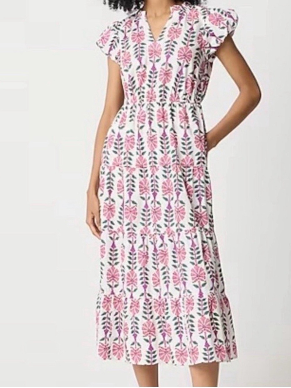 J. Crew Block Print Floral Puff Sleeve Maxi Dress 12